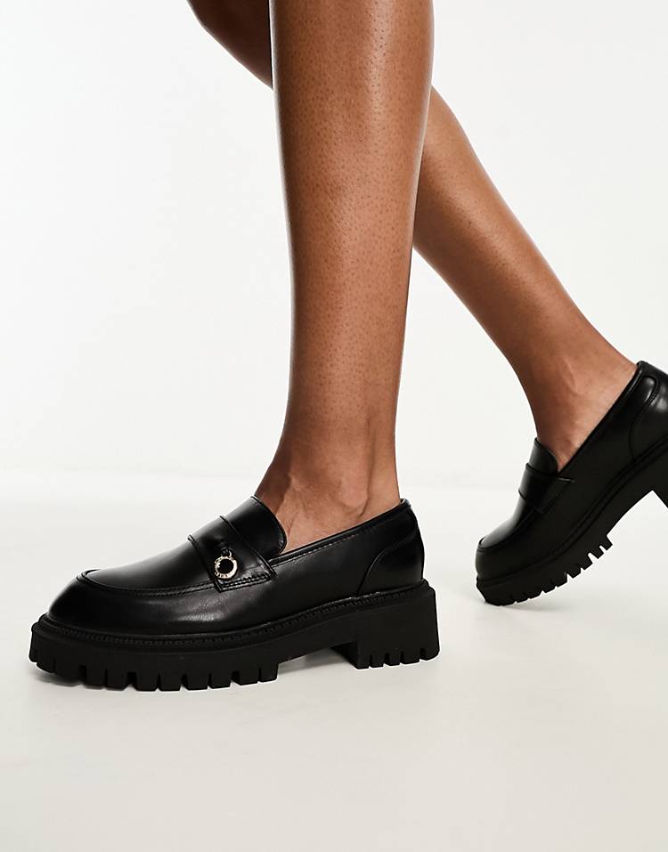 River Island chunky loafers in black